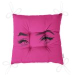 - P5096fusyaayna-Gorsel-2 - Realhomes RealHomes Fuşya Zeminde Kirpik Motifli Özel Tasarım Pofuduk Sandalye Minderi Realhomes