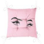 - P5096pembe-Gorsel-2 - Realhomes RealHomes Pembe Zeminde Kirpik Motifli Özel Tasarım Pofuduk Sandalye Minderi Realhomes