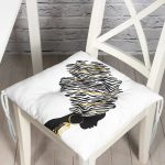 - P5098-Gorsel - Realhomes Siyah Beyaz Zenci Kadın Motifli Modern Dekoratif Pofuduk Sandalye Minderi Realhomes