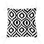 - P5116siyah-Gorsel-2 - Realhomes Özel Tasarım Siyah İkat Desenli Dijital Baskılı Pofuduk Sandalye Minderi Realhomes