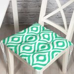 - P5116yesil-Gorsel - Realhomes Özel Tasarım Yaşil İkat Desenli Dijital Baskılı Pofuduk Sandalye Minderi Realhomes