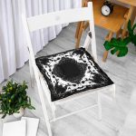Siyah Zeminde Kare Mandala Desenli Özel Tasarım Pofuduk Sandalye Minderi Realhomes