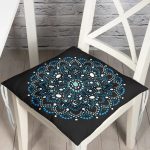 - P5130-Gorsel - Realhomes Siyah Zeminde Mavi Boncuklu Mandala Dekoratif Pofuduk Sandalye Minderi Realhomes