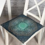 - P5140-Gorsel - Realhomes Lacivet Desenli Gold Mandla Motifli Dekoratif Pofuduk Sandalye Minderi Realhomes