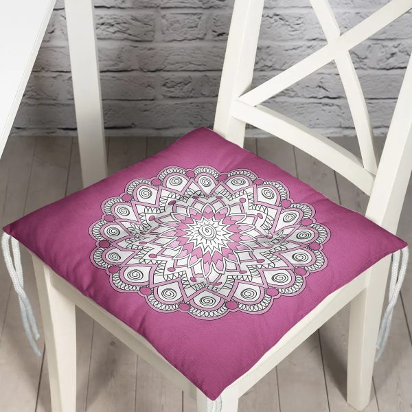 RealHomes Dini Motifli Özel Tasarım Dijital Baskılı Pofuduk Sandalye Minderi Realhomes