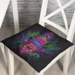 - P5209-Gorsel - Realhomes Siyah Zeminde Renkli Fâtımâ'nın Eli Desenli Pofuduk Sandalye Minderi Realhomes