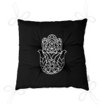 - P5210-Gorsel-2 - Realhomes Siyaz Zeminde Beyaz Fatma Ana Eli Motifli Pofuduk Sandalye Minderi Realhomes