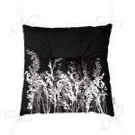 - P5233-Gorsel-2 - Realhomes Siyah Zeminde Beyaz Ve Gri Çiçek Temalı Özel Tasarım Pofuduk Sandalye Minderi Realhomes