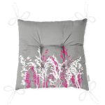 - P5233gri-Gorsel-2 - Realhomes Gri Zeminde Fuşya Ve Beyaz Çiçek Tasarımlı Pofuduk Sandalye Minderi Realhomes