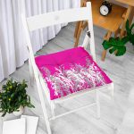 - P5233sadefusya-Gorsel-1 - Realhomes Fuşya Zeminde Beyaz Çiçek Dijital Baskılı Pofuduk Sandalye Minderi Realhomes