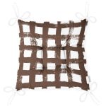 - P5236kahve-Gorsel-2 - Realhomes Kahve Zeminde Geometrik Kare Motifli Dekoratif Pofuduk Sandalye Minderi Realhomes