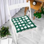 - P5236koyuyesil-Gorsel-1 - Realhomes Koyu Yeşil Geometrik Kare Motifli Dekoratif Pofuduk Sandalye Minderi Realhomes