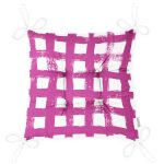 Lacivert Zeminde Geometrik Kare Motifli Dekoratif Pofuduk Sandalye Minderi Realhomes