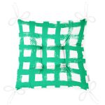 - P5236yesil-Gorsel-2 - Realhomes Yeşil Zeminde Geometrik Kare Motifli Dekoratif Pofuduk Sandalye Minderi Realhomes