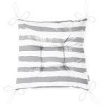 Gri Çizgili Motifli Dekoratif Modern Pofuduk Sandalye Minderi Realhomes