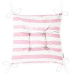 Pembe Çizgili Motifli Dekoratif Modern Pofuduk Sandalye Minderi Realhomes
