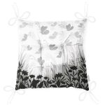- P5238-Gorsel-2 - Realhomes  RealHomes Siyah Çiçekler Üzerinde Kelebek Motifli Özel Tasarım Pofuduk Sandalye Minderi Realhomes