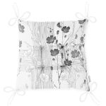 Karakalem Çizimli Çiçek Tasarım Baskılı Modern Pofuduk Sandalye Minderi Realhomes