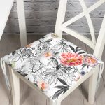 - P5247-Gorsel - Realhomes Karakalem Çizim Gül Motiflı Özel Tasarım Pofuduk Sandalye Minderi Realhomes