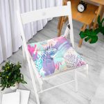 - P5250-Gorsel-1 - Realhomes RealHomes Sulu Boya Yapraklar Özel Tasarım Modern Pofuduk Sandalye Minderi Realhomes