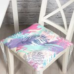 - P5250-Gorsel - Realhomes RealHomes Sulu Boya Yapraklar Özel Tasarım Modern Pofuduk Sandalye Minderi Realhomes