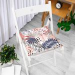 - P5251-Gorsel-1 - Realhomes Beyaz Zeminde Renkli Yaprak Desenli Pofuduk Sandalye Minderi Realhomes