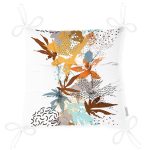 - P5255-Gorsel-2 - Realhomes  Beyaz Zeminde Mavi Ve Turuncu Yaprak Desenli Pofuduk Sandalye Minderi Realhomes