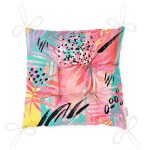 - P5256-Gorsel-2 - Realhomes  Mavi Zemin Üzerinde Pembe Yaprak Motifli Modern Pofuduk Sandalye Minderi Realhomes