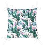 - P5261-Gorsel-2 - Realhomes  Benekli Zemin Üzerinde Yeşil Ve Pembe Yaprak Motifli Pofuduk Sandalye Minderi Realhomes