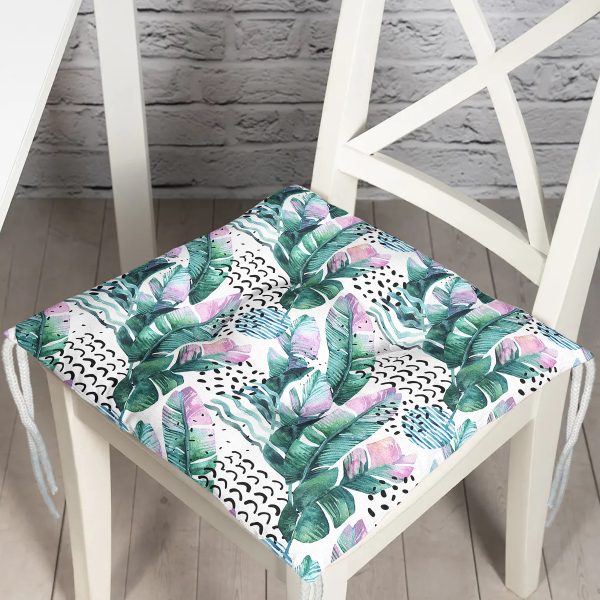 - P5261-Gorsel - Realhomes  Beyaz Zeminde Mavi Kristal Ve Yıldız Motifli Özel Tasarım Modern Pofuduk Sandalye Minderi Realhomes