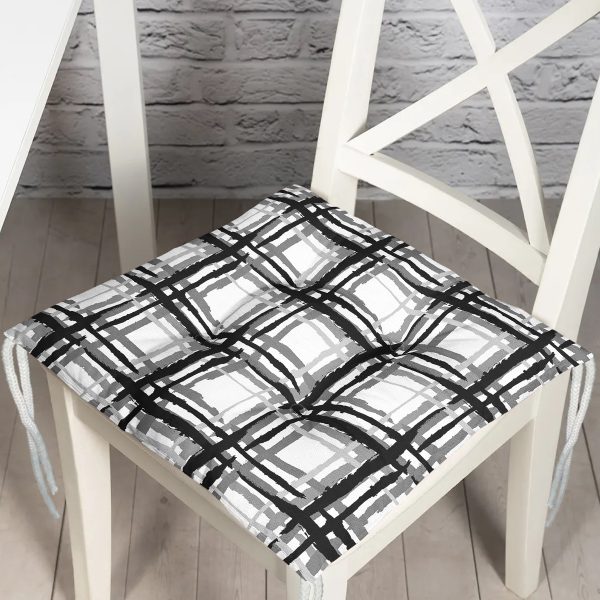 - P5264-Gorsel - Realhomes  Beyaz Zeminde Mavi Kristal Ve Yıldız Motifli Özel Tasarım Modern Pofuduk Sandalye Minderi Realhomes