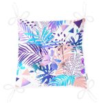 - P5265-Gorsel-2 - Realhomes Beyaz Zemind Renkli Ananas Yaprakları Desenli Dijital Baskılı Modern Pofuduk Sandalye Minderi Realhomes