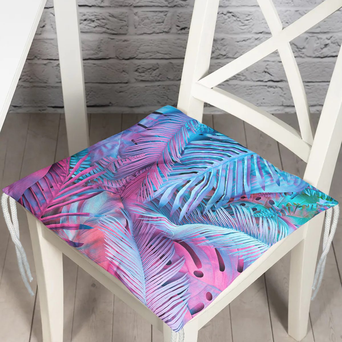 Büyüleyici Renklerde Tropikal Yaprak Desenli Özel Tasarım Pofuduk Sandalye Minderi Realhomes