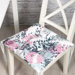 - P5274-Gorsel - Realhomes Sulu Boya Yaprak Motifli Dekoratif Dijital Baskılı Pofuduk Sandalye Minderi Realhomes