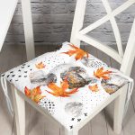 - P5277-Gorsel - Realhomes  Mermer Desen Ve Kuru Yaprak Motifli Dekoratif Pofuduk Sandalye Minderi Realhomes