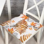 - P5279-Gorsel - Realhomes Mermer Zeminde Kurumuş Yaprak Dijital Basklılı Dekoratif Pofuduk Sandalye Minderi Realhomes