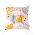 - P5295-Gorsel-2 - Realhomes Pembe Zemin Üzerinde Sulu Boya Gold Ve Mavi Çizimli Dekoratif Pofuduk Sandalye Minderi Realhomes