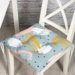 - P5297-Gorsel - Realhomes Mavi Zemin Üzerinde Sulu Boya Çizim Baskılı Dekoratif Pofuduk Sandalye Minderi Realhomes