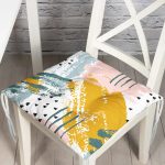 - P5298-Gorsel - Realhomes Yağlı Boya Soyut Çizimli Özel Tasarım Pofuduk Sandalye Minderi Realhomes