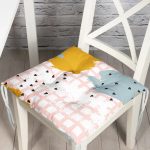 - P5299-Gorsel - Realhomes Kare Zeminde Yağlı Boya Çizimli Dekoratif Pofuduk Sandalye Minderi Realhomes