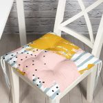 - P5301-Gorsel - Realhomes  Soyut Sulu Boya Çizim Desenli Modern Pofuduk Sandalye Minderi Realhomes