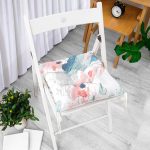 Beyaz Zeminde Sulu Boya Soyut Motifli Dekoratif Pofuduk Sandalye Minderi Realhomes