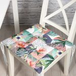 - P5307-Gorsel - Realhomes Geometrik Şekillerde Gül Motifli Özel Tasarım Pofuduk Sandalye Minderi Realhomes