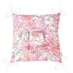 - P5311-Gorsel-2 - Realhomes  Mermer Zemin Üzerinde Gold Aytıntı Temalı Pembe Tropik Yaprak Desenli Pofuduk Sandalye Minderi Realhomes
