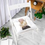 - P5316-Gorsel-1 - Realhomes Beyaz Zeminde Soyut Çizim Ay Ve Yaprak Motifli Pofuduk Sandalye Minderi Realhomes