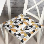 - P5319-Gorsel - Realhomes  Geometrik Mermer Desenli Altın Motifli Özel Tasarım Pofuduk Sandalye Minderi Realhomes