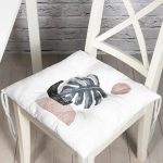 Beyaz Zeminde Tropik Yaprak Desen Dijital Baskılı Pofuduk Sandalye Minderi Realhomes