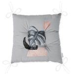 - P5320gri-Gorsel-2 - Realhomes Gri Zemin Üzerinde Tropik Yaprak Desen Baskılı Pofuduk Sandalye Minderi Realhomes