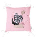 - P5320pembe-Gorsel-2 - Realhomes Pembe Zeminde Tropik Yaprak Desen Baskılı Özel Tasarım Pofuduk Sandalye Minderi Realhomes