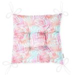 - P5321-Gorsel-2 - Realhomes Pembe Ve Mavi Yaprak Desenli Özel Tasarım Dekoratif Pofuduk Sandalye Minderi Realhomes